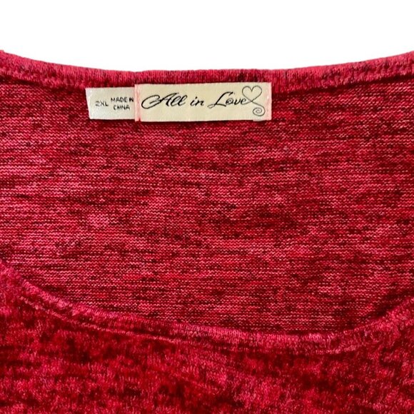 All In Love Long Sleeve Pull Over Red Top Decorative Buttons Women's Size 2X NEW - Picture 9 of 11